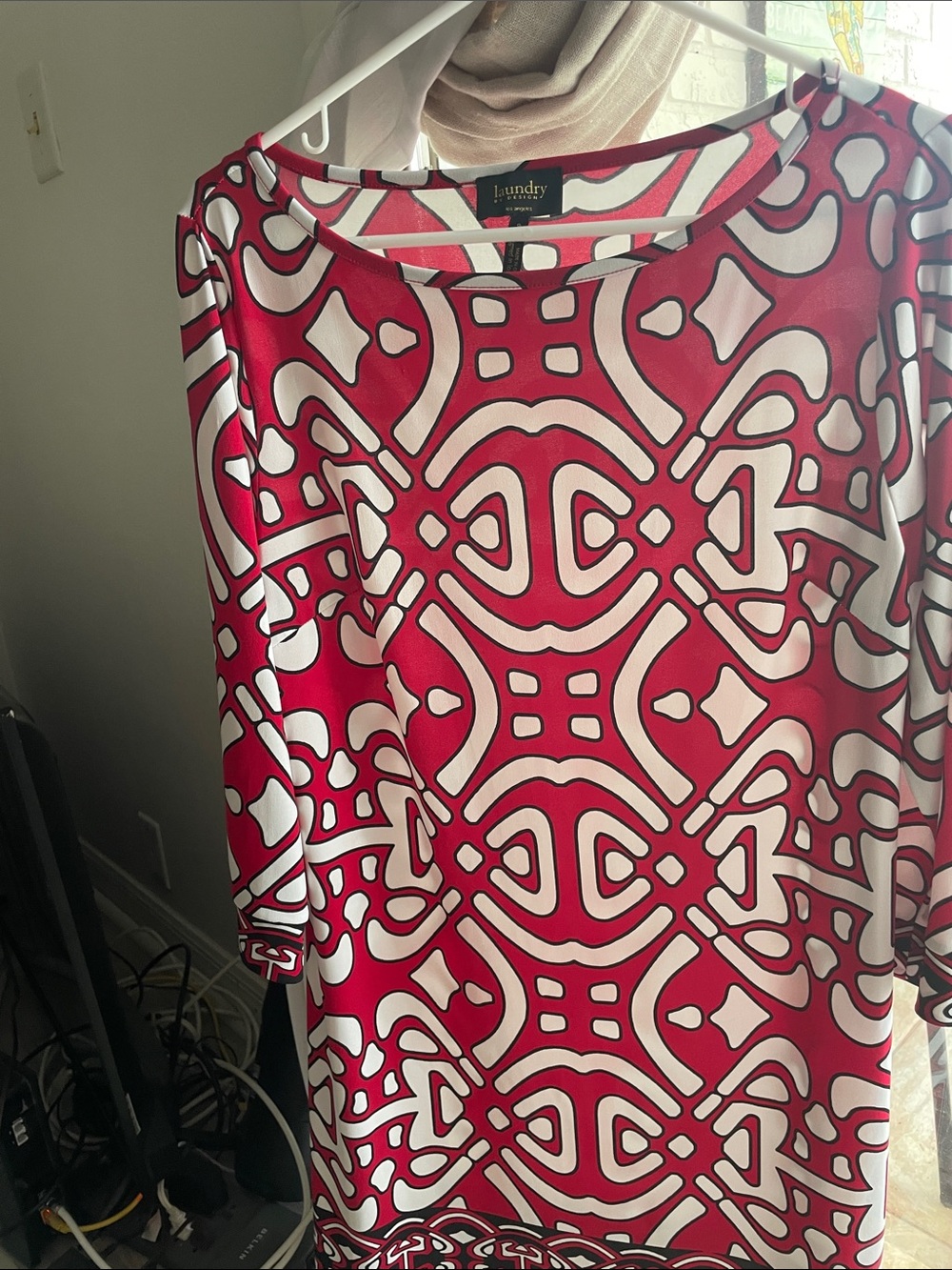 Laundry By Shelli Segal Red & White Geometric Tunic Dress